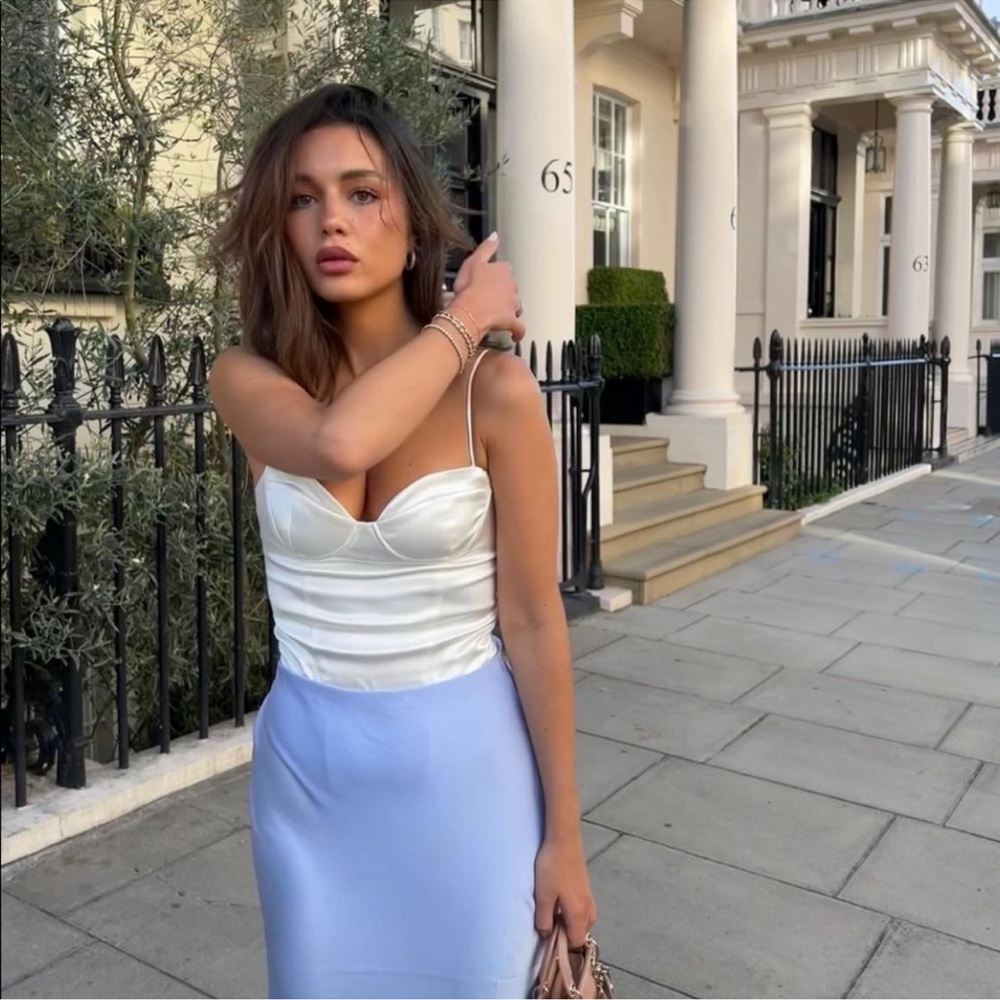 Zara White Corset Bustier Style Satin Bodysuit